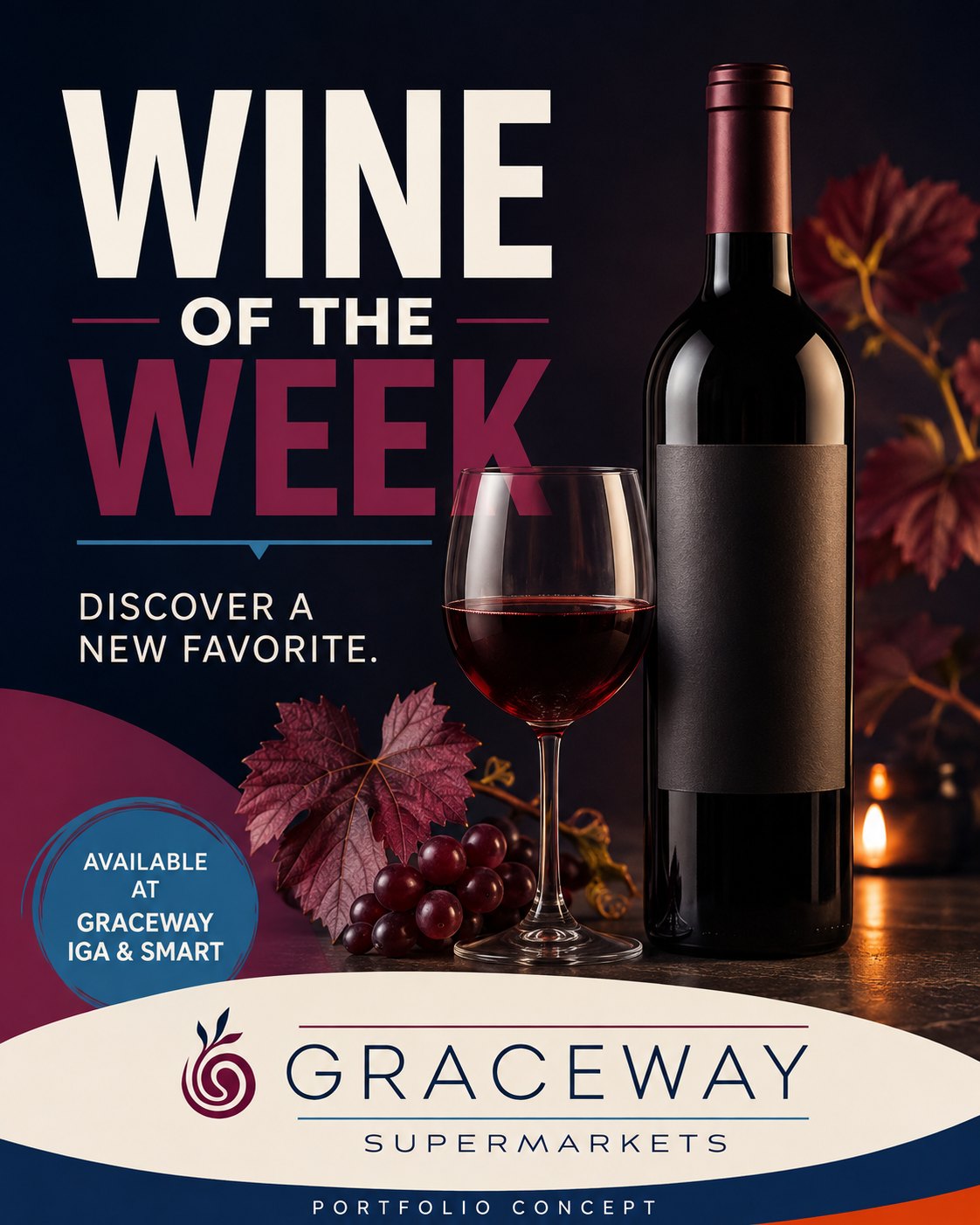 Wine of the Week campaign design, available at Graceway IGA and Smart
